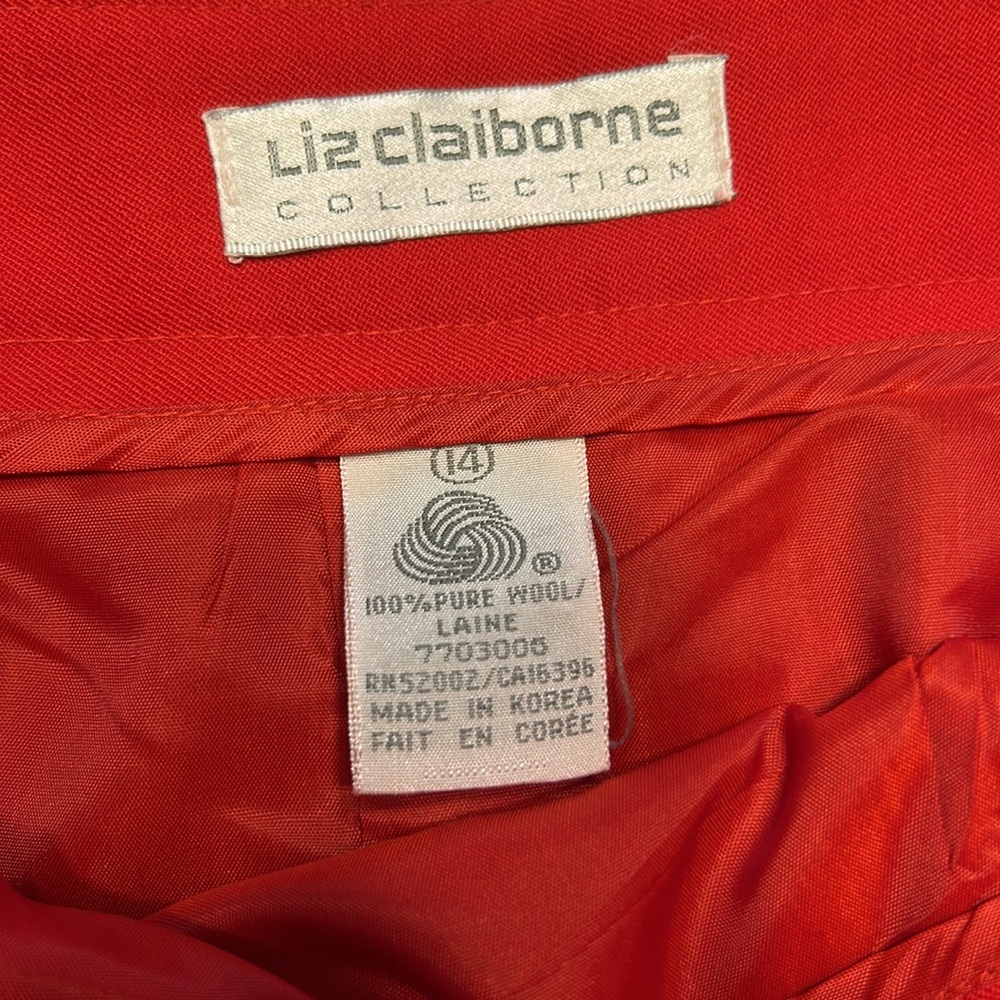 Liz Claiborne Red Wool Pencil Skirt - Picture 4 of 11